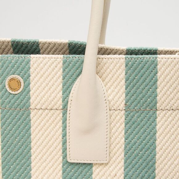 Saint Laurent Canvas Calfskin Striped Rive Gauche Large Tote - Picture 14 of 16